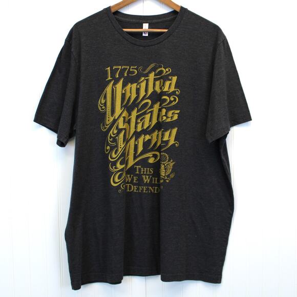 Grunt Apparel Mens XL United States Army We Will Defend T-Shirt Patriotic Gray - Picture 1 of 8